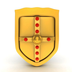 3d glossy and shinny yellow shield