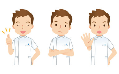 男性　看護師　介護士　表情