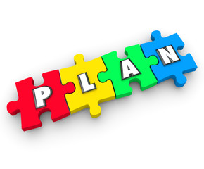 Plan Word Puzzle Pieces Business Management Strategy