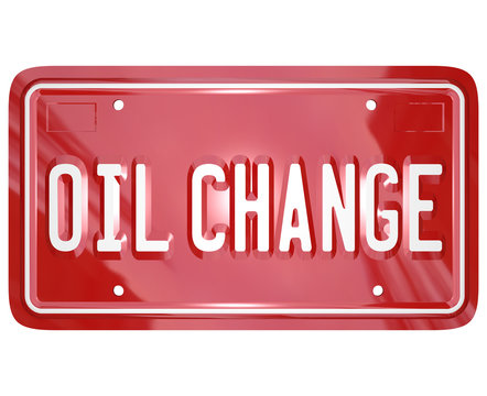 Oil Change Red Car License Plate Mechanic Service Repair Shop