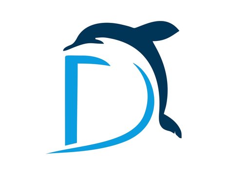 Dolphin logo symbol icon initials D