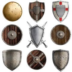 medieval shields collection #3 isolated on white