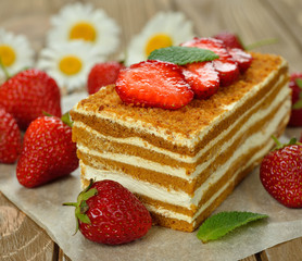 Cake with strawberries