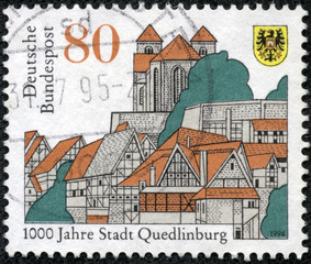 stamp printed in the Germany shows City of Quedlinburg