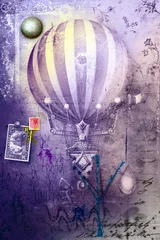 Foto op Canvas Hot air balloon in grunge background © Rosario Rizzo