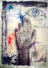 Foto op Aluminium Old graffiti background with hand © Rosario Rizzo