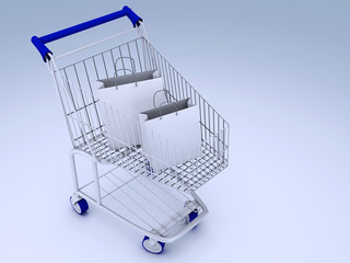 shopping carts full of shopping bags