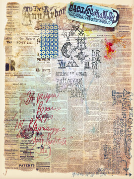 Collage of old mysterious papers and maps series