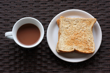 toast and cup of hot cocoa
