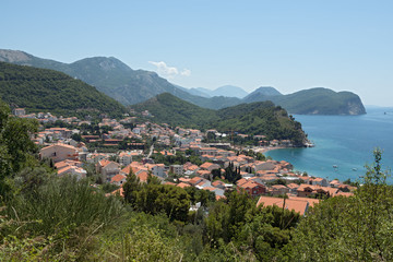 Naklejka na ściany i meble Panoramic view of coastline near Petrovac, Montenegro.