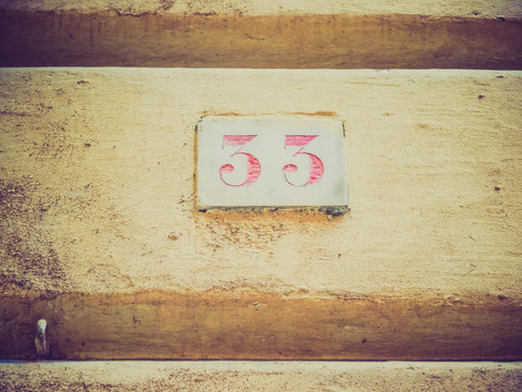 Retro look Red house number