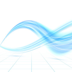 Bright blue abstract swoosh waves