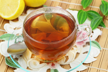 Cup of tea on napkin