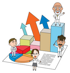 Funny line character illustration Business Story series