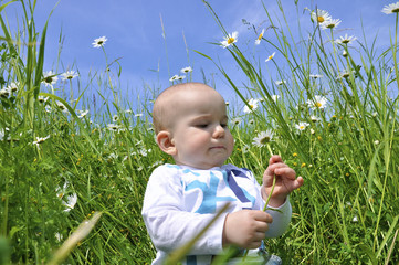 Baby discovering the nature