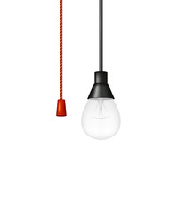 Hanging light bulb with red cord switch