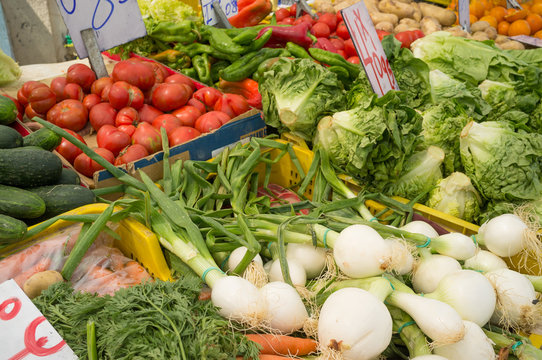 Produce on a market stall