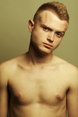 Male beauty concept. Tough guy. Hipster style