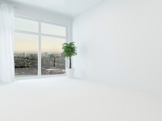 Unfurnished white apartment living room or bedroom