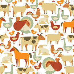 seamless pattern with farm animals