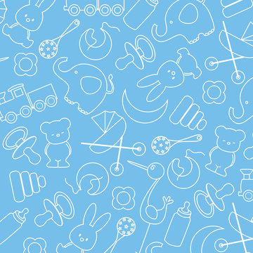 Blue background with baby icons