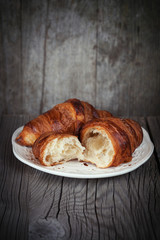 Fresh croissants on a table