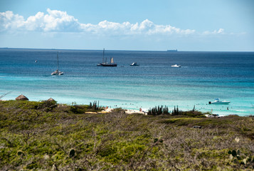 Wild seaside landscape of Aruba in the Caribbean