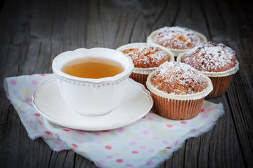 Hot tea and muffins