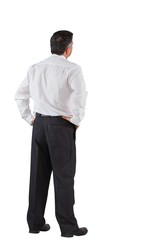 Mature businessman standing with hands on hips