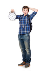 Student missing his studying deadlines on white