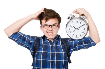 Student missing his studying deadlines on white