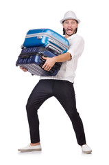 Travel vacation concept with luggage on white