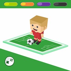 Fototapeta premium soccer block isometric cartoon character