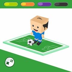 Fototapeta premium soccer block isometric cartoon character
