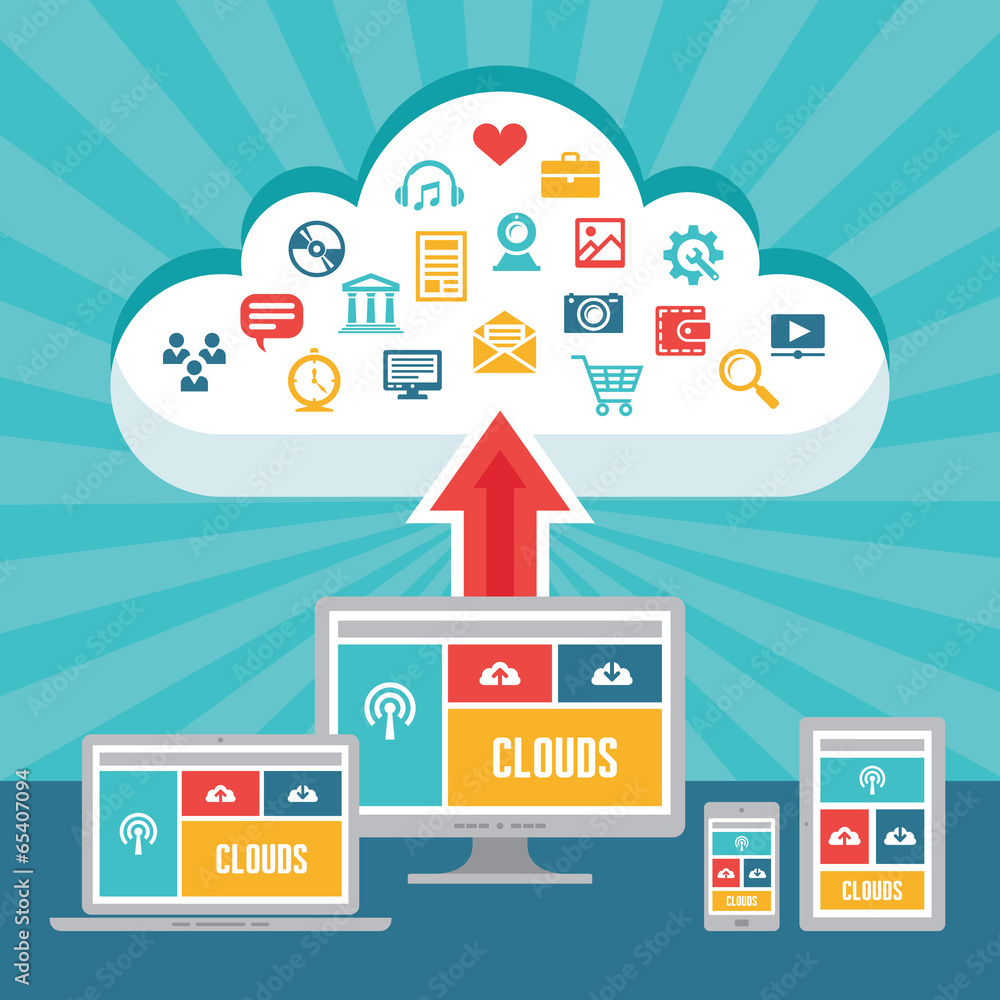 Aufkleber clouds network and responsive adaptive web design