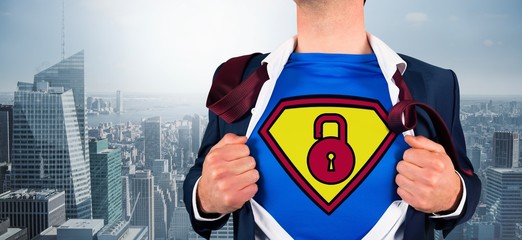 Composite image of businessman opening shirt in superhero style © WavebreakmediaMicro