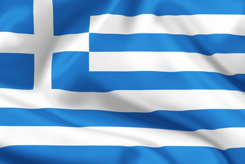 Fototapeta premium Greece flag on satin or silk