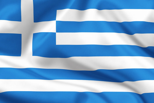 Naklejki Greece flag on satin or silk