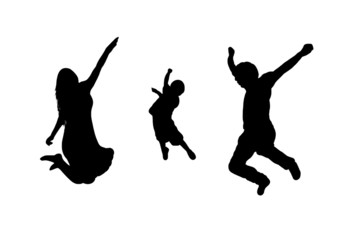 Fototapeta na wymiar Jumping family silhouette isolated on white