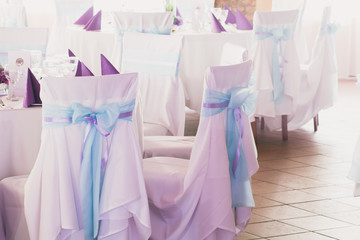 wedding chairs with decoration - colorized photo
