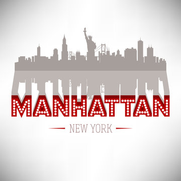 Manhattan USA skyline silhouette vector design.