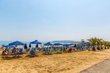 Fototapeta na wymiar Beach in village Kavros in Crete island, Greece.