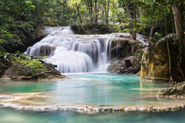 Fototapeta na wymiar Erawan Water-fall in Thailand