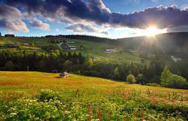 beautiful mountain nature with sun