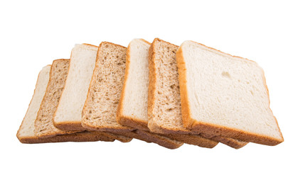 Whole Wheat Bread and Sandwich Bread Over White Background