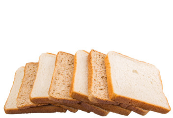 Whole Wheat Bread and Sandwich Bread Over White Background