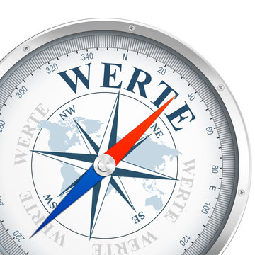 Kompass mit dem Wort "WERTE"