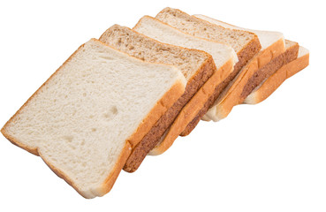 Whole Wheat Bread and Sandwich Bread Over White Background