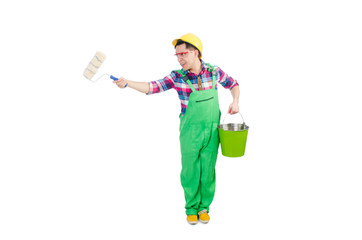 Funny painter isolated on white