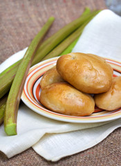 Sweet patties with rhubarb